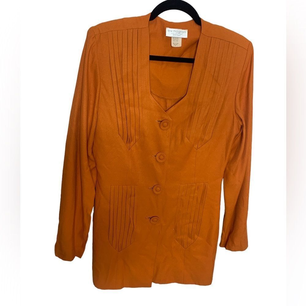 Vintage Lew Magram collection New York blazer jacket rust color Sz 4 (A1)